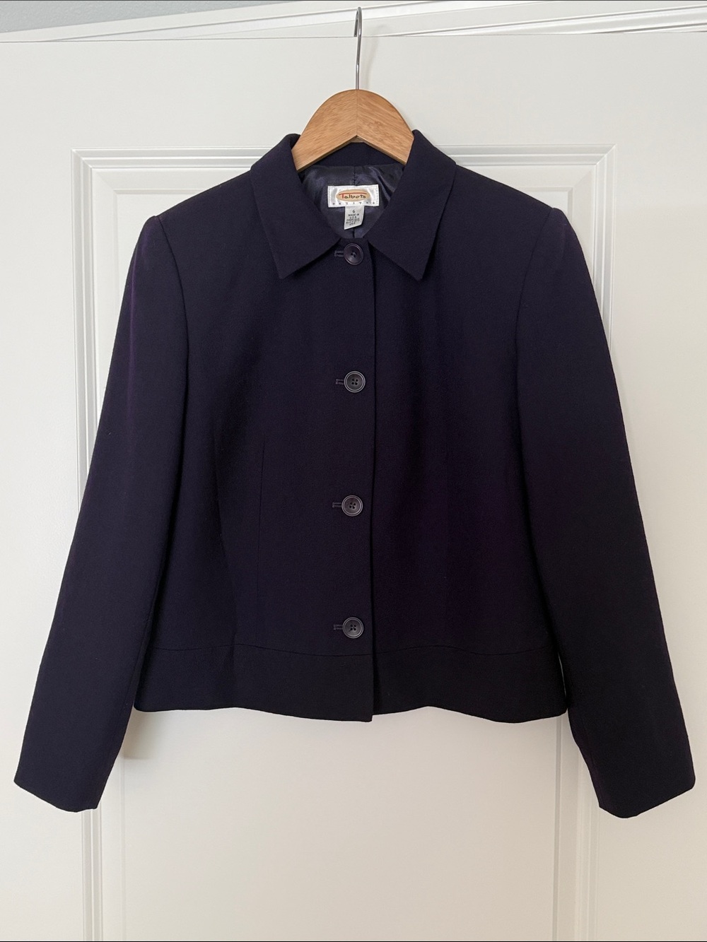 Vintage Made in USA Talbots Dark Purple Plum Button-Front Blazer size 6 Petite